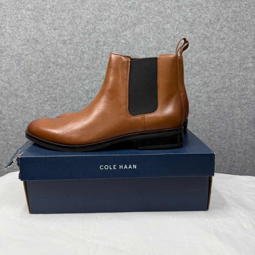 Cole Haan Grand Plus Dress Chelsea Boots Mens 13 British Tan Leather C37859